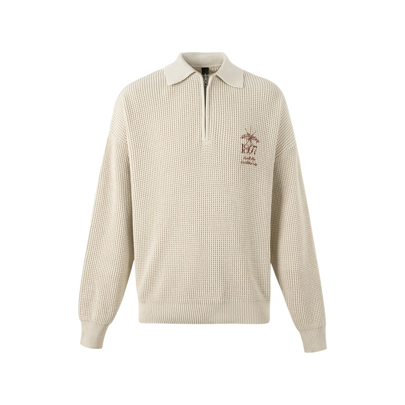 1807 Printing Half Zip Polo Knit Sweater | Face 3 Face