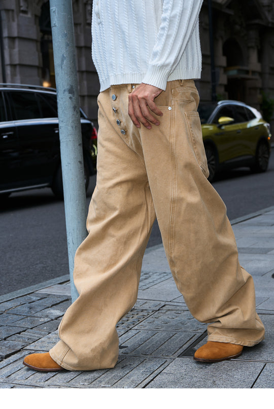 STEEPC Washed Aged Button Fly Canvas Work Pants | Face 3 Face
