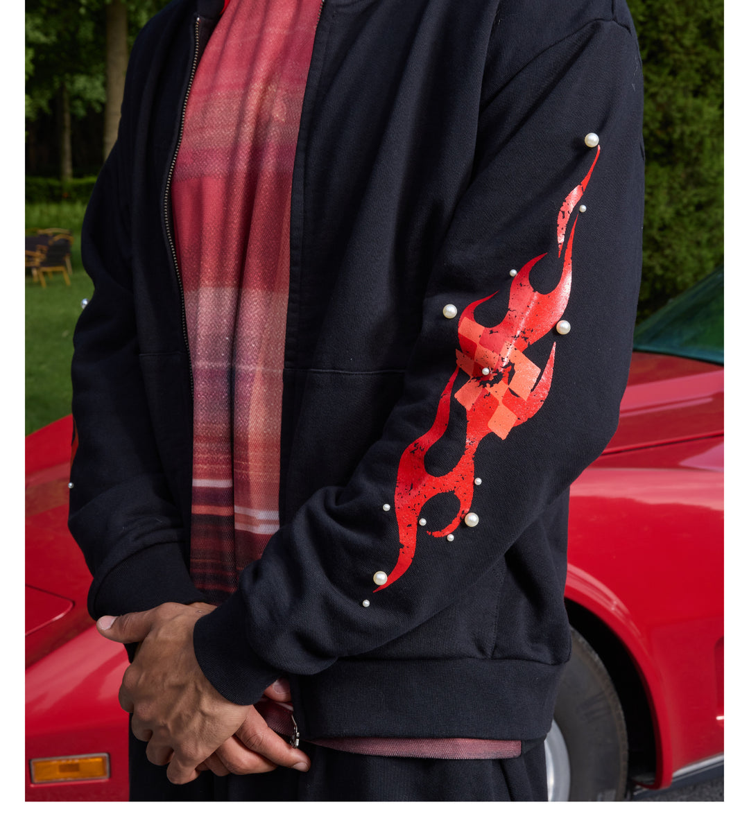 S45 Flame Print Zip Up Hoodie | Face 3 Face
