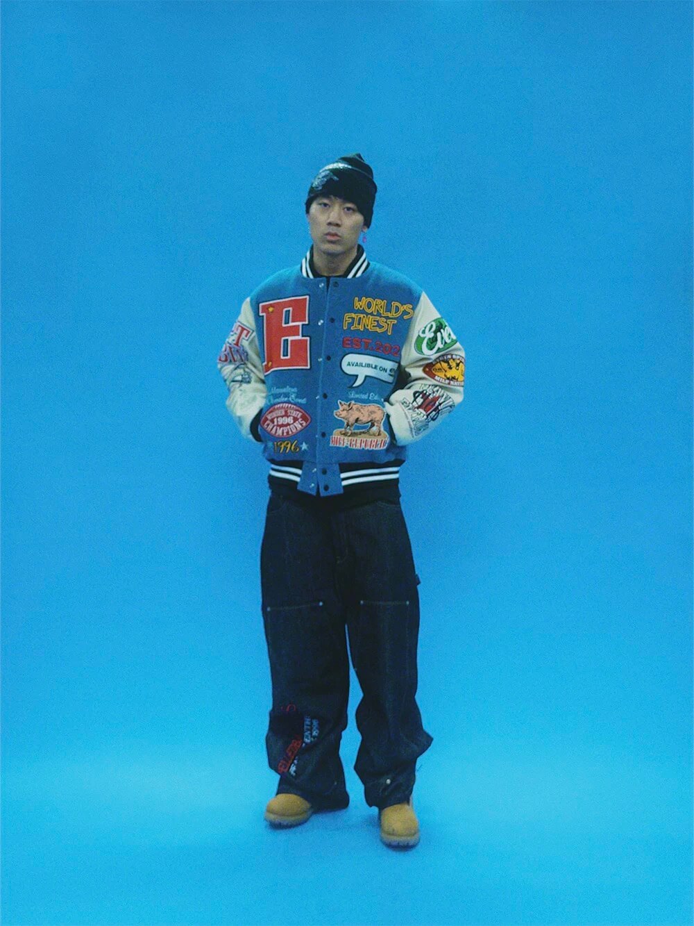 EVETS Embroidered Badge Varsity Jacket | Face 3 Face