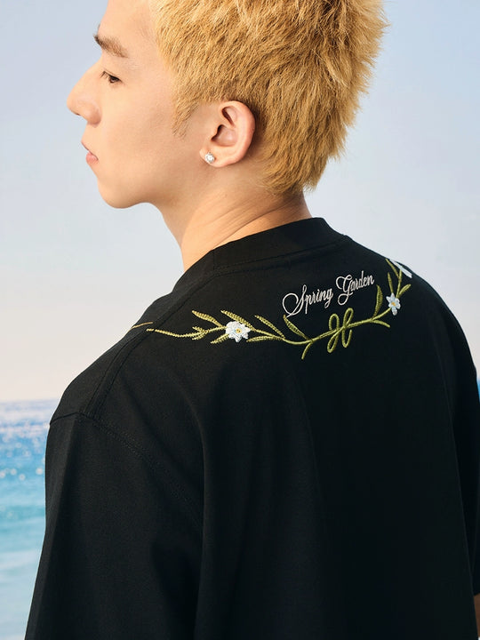 Harsh and Cruel Botanical Pearl Embroidery Tee | Face 3 Face