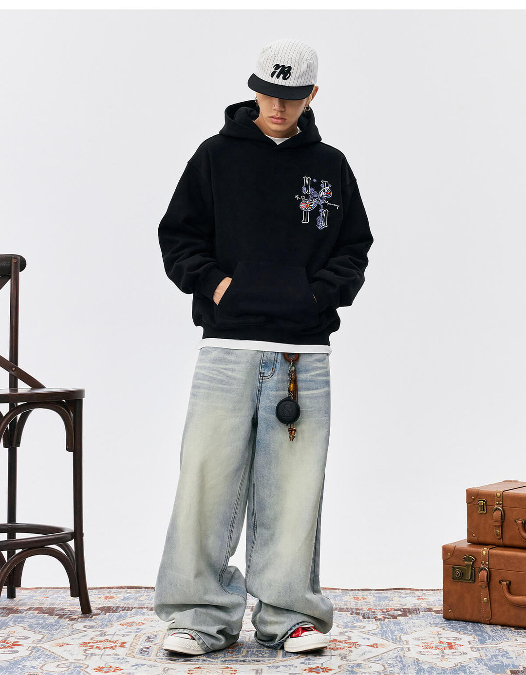 MEDM Ethnic Paisley Flower Embroidered Hoodie | Face 3 Face