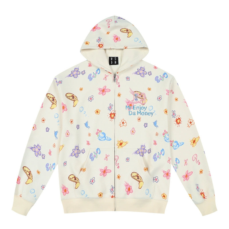 MEDM Graffiti Flower Full Print Zip Up Hoodie | Face 3 Face