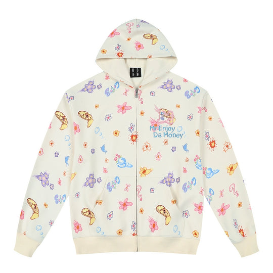 MEDM Graffiti Flower Full Print Zip Up Hoodie | Face 3 Face