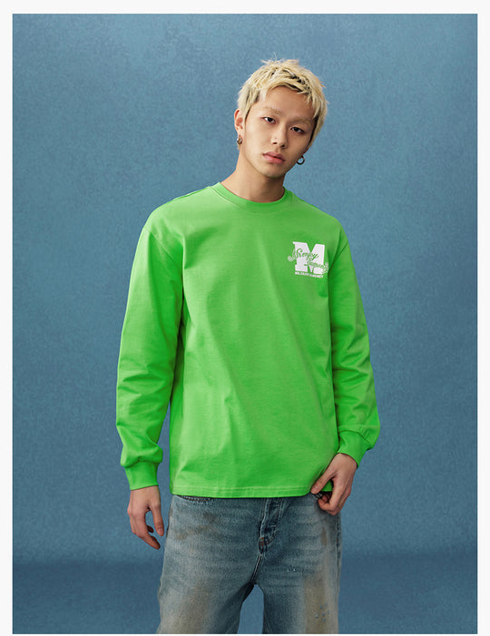 MEDM Basic M Logo Printed Long Sleeve Tee | Face 3 Face
