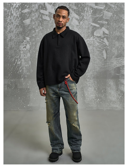 F3F Select Deconstructed Long Sleeve Polo sweatshirt | Face 3 Face