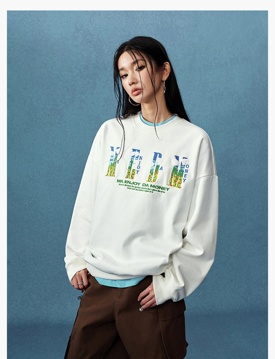 MEDM Blue Sky & Small Grass Embroidered Logo Sweatshirt | Face 3 Face