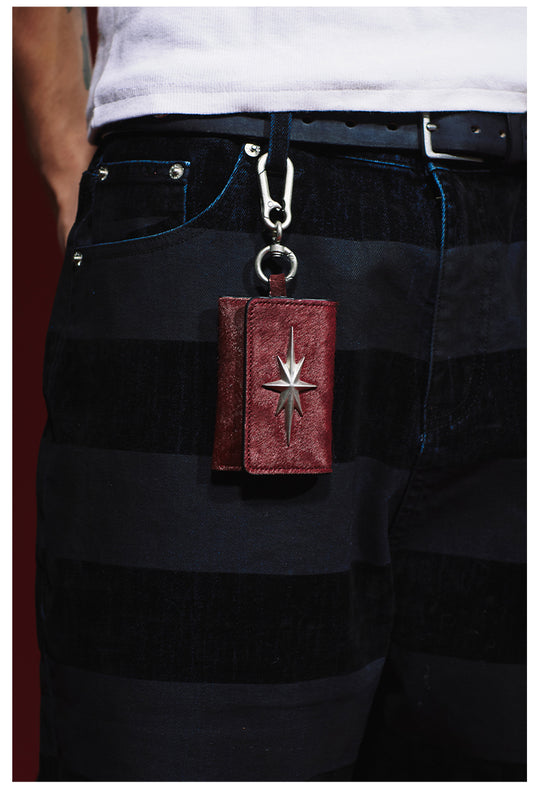 Remedy Metal Studded Keychain Coin Card Leather Wallet | Face 3 Face