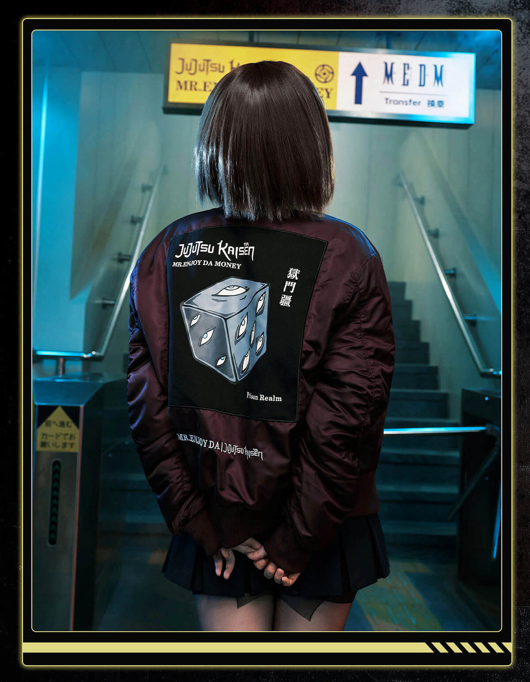 MEDM × Jujutsu Kaisen Prison Realm Print Patch MA-1 Bomber Jacket | Face 3 Face
