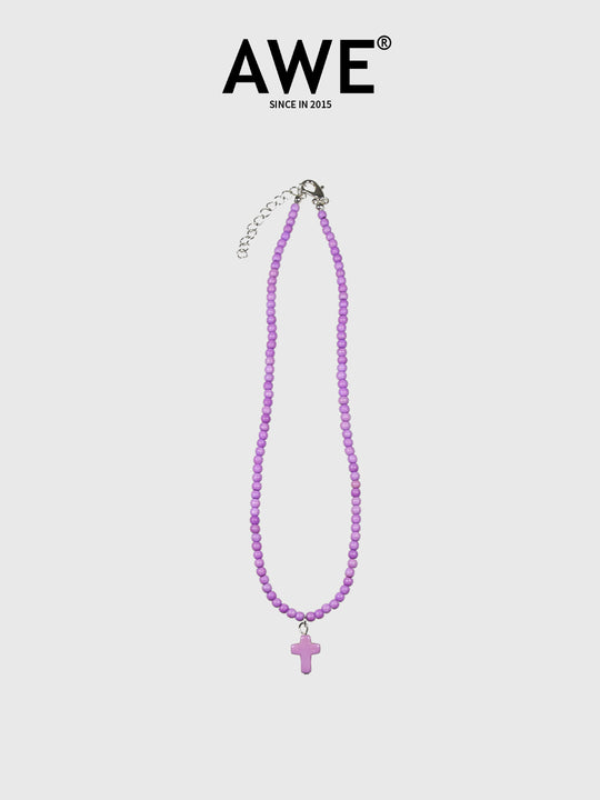AWE Stone Beads Cross Necklace | Face 3 Face