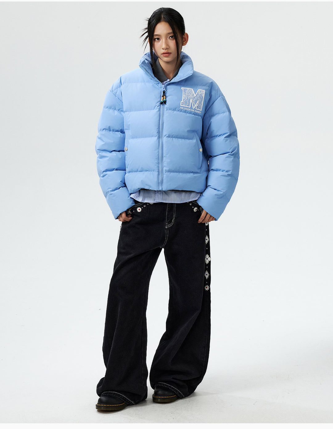 MEDM 3D Embroidered Lace Puffer Jacket | Face 3 Face