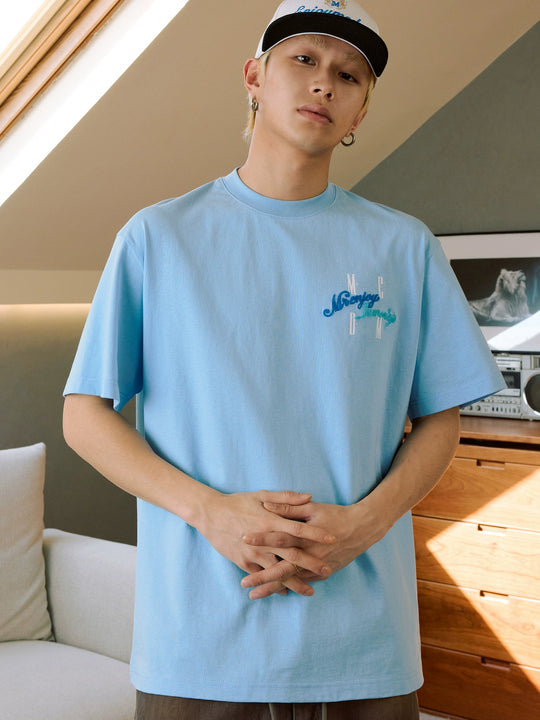 MEDM Fuzzy Embroidered Print Logo Tee | Face 3 Face