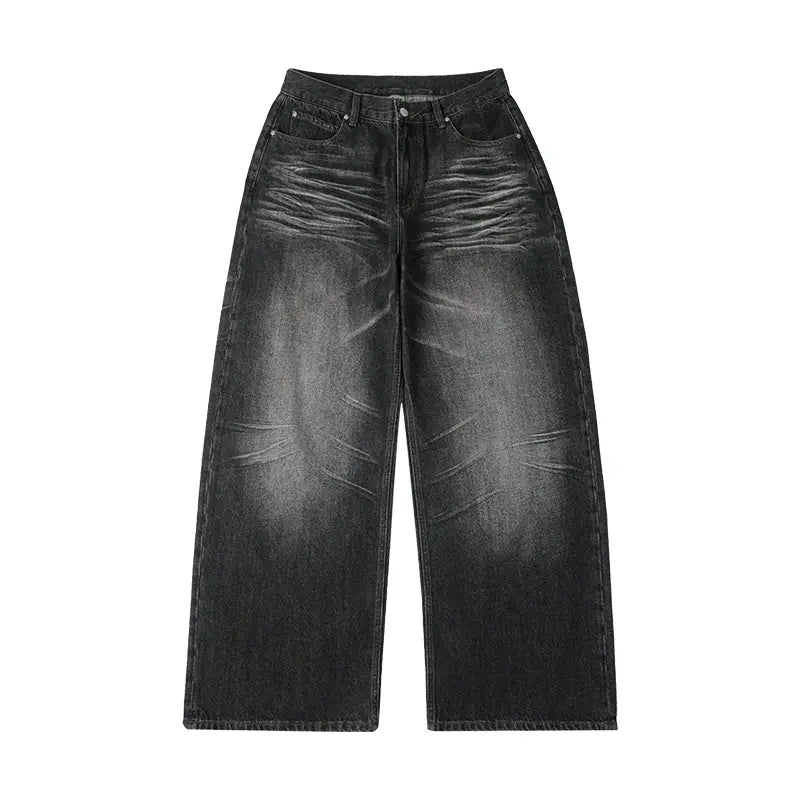 Labt Washed Stretch Whiskers Baggy Jeans | Face 3 Face