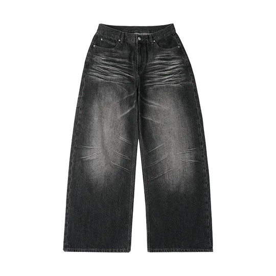 Labt Washed Stretch Whiskers Baggy Jeans | Face 3 Face