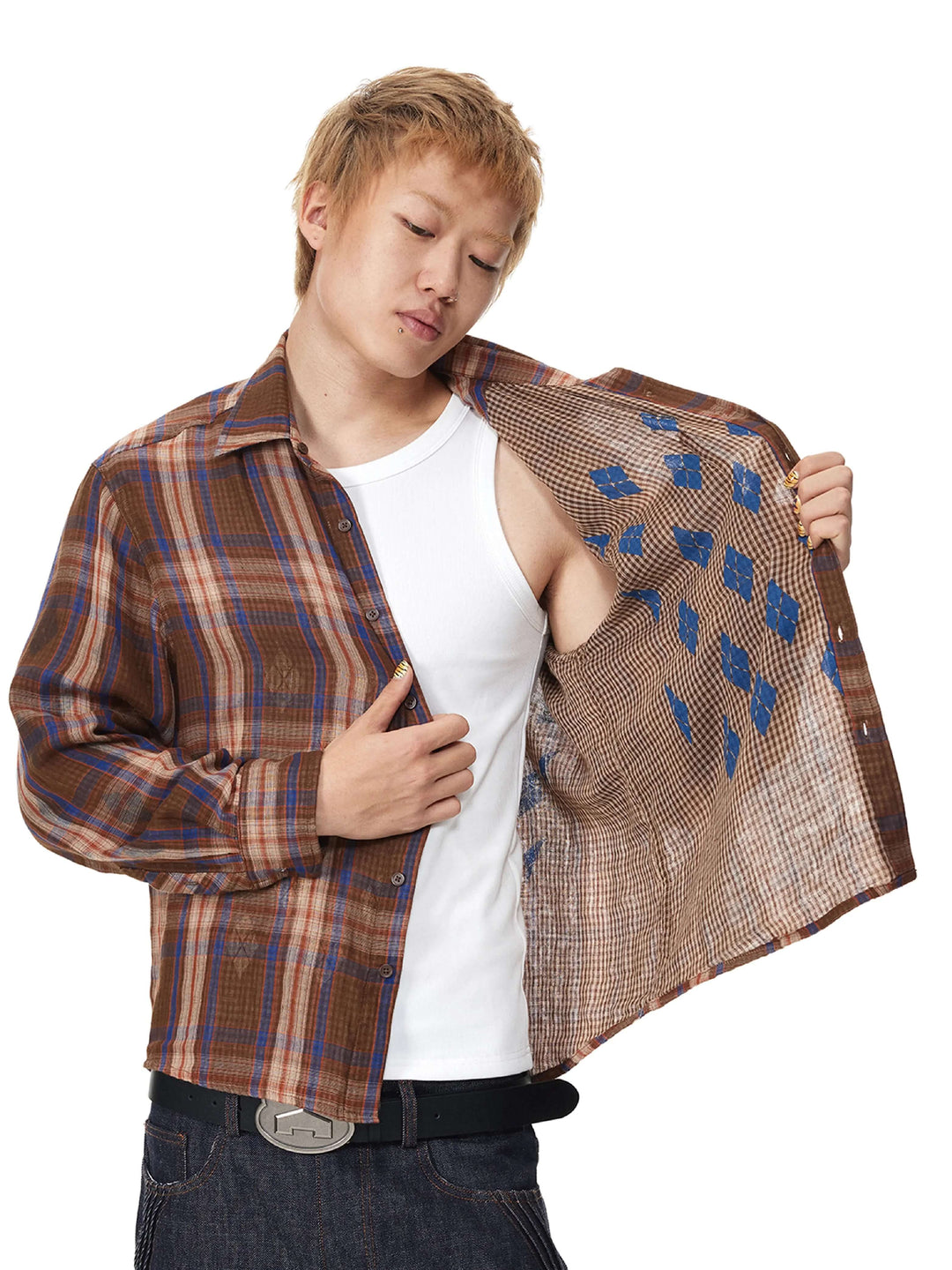 EVILKNIGHT(EK) Reversible Checkered Long Sleeve Shirt | Face 3 Face