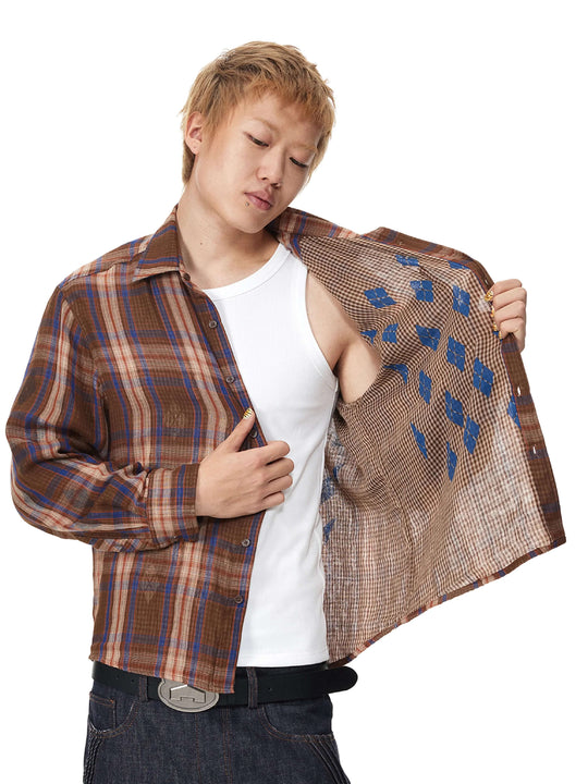 EVILKNIGHT(EK) Reversible Checkered Long Sleeve Shirt | Face 3 Face