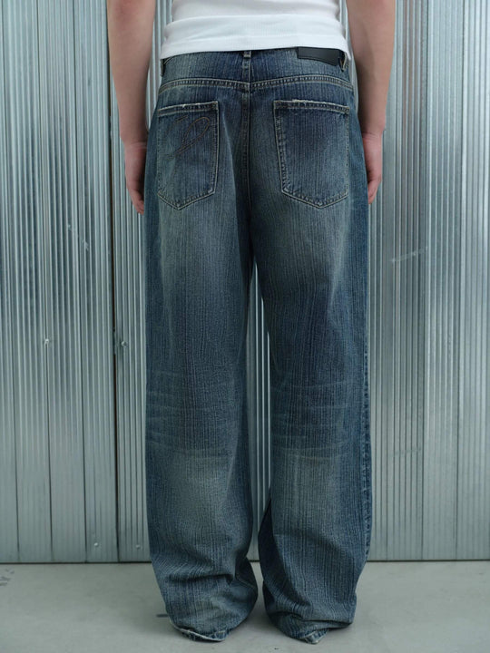 S45 Vintage Washed Distressed Slight Flare Jeans | Face 3 Face