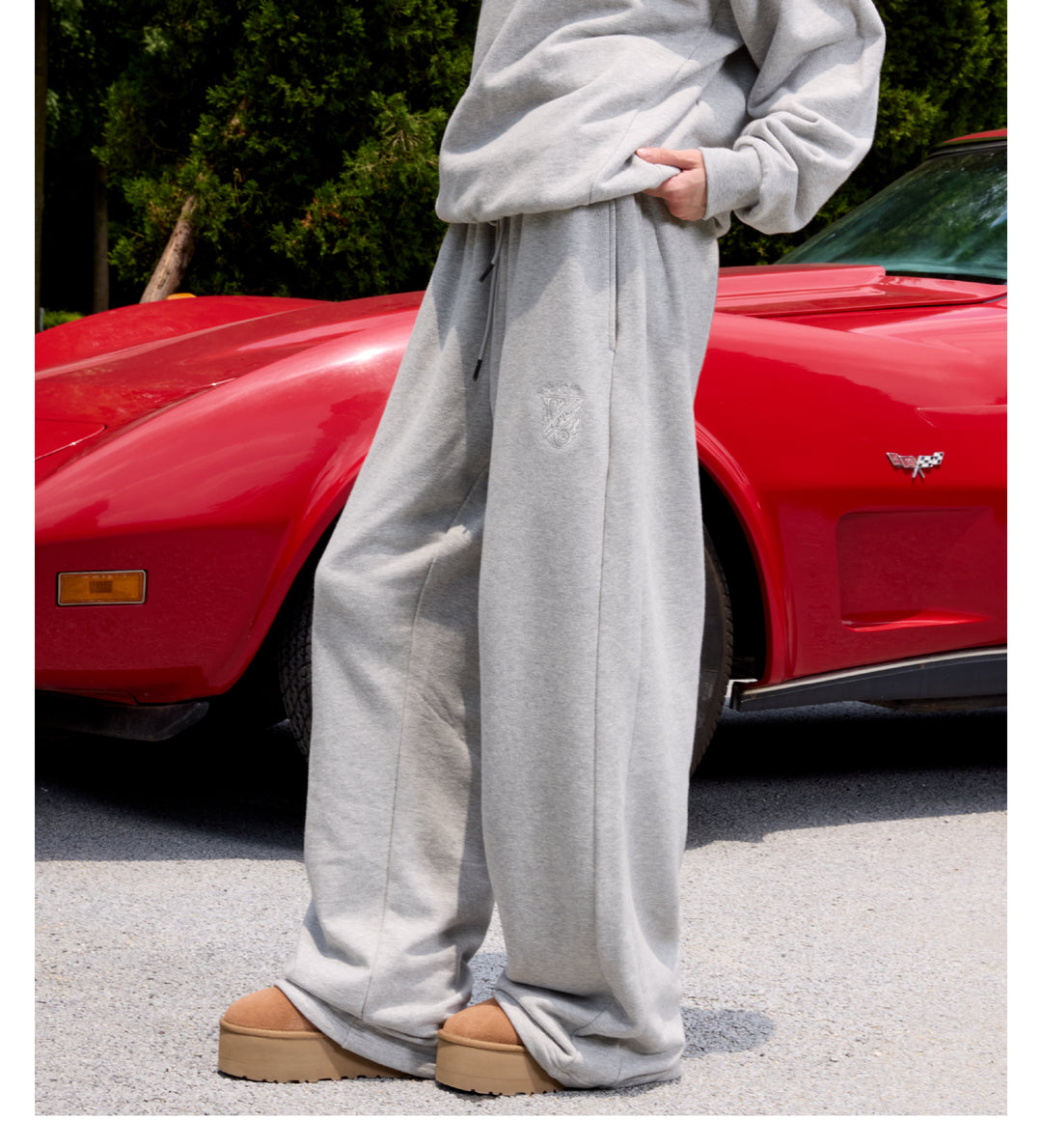 S45 Gray Embroidered Sweatpants | Face 3 Face