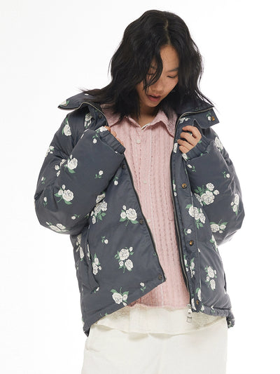 EMPTY REFERENCE Floral Printed Down Jacket | Face 3 Face