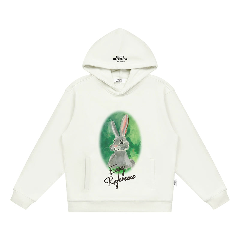 EMPTY REFERENCE Watercolor Rabbit Print Hoodie | Face 3 Face