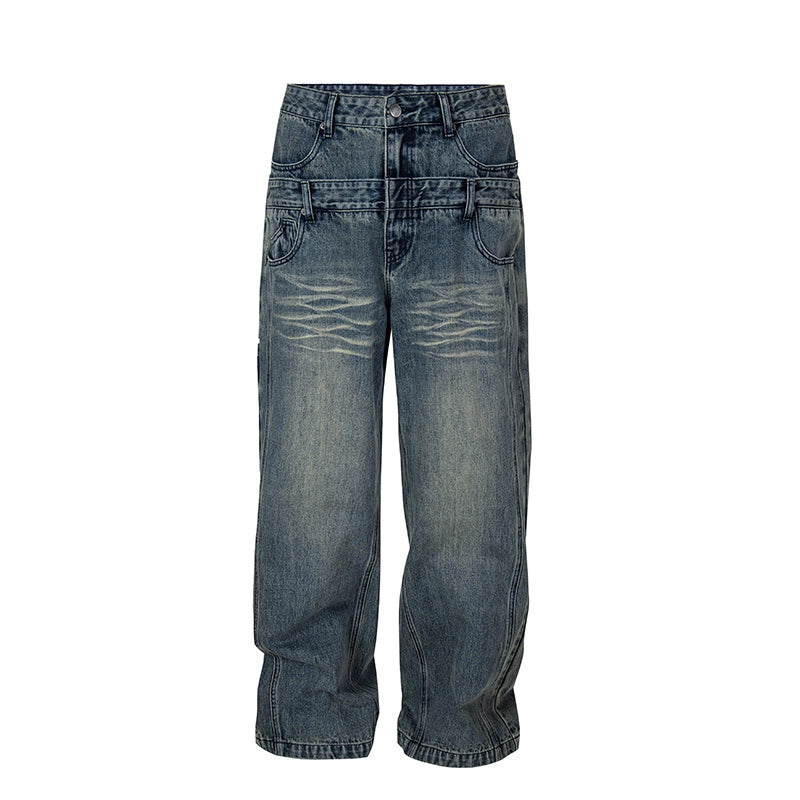 F2CE Washed Double Waist Layer Jeans | Face 3 Face