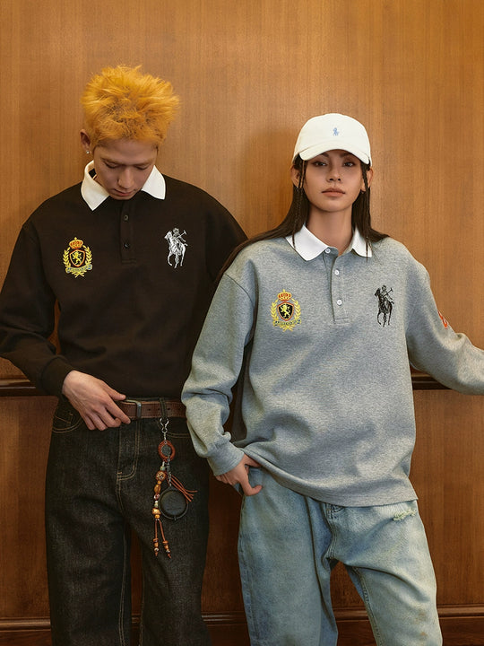 Harsh and Cruel Vintage Embroidered Long Sleeve Polo | Face 3 Face