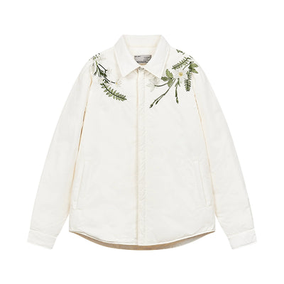 Harsh and Cruel Minimalist Floral Embroidered Down Shirt Jacket | Face 3 Face