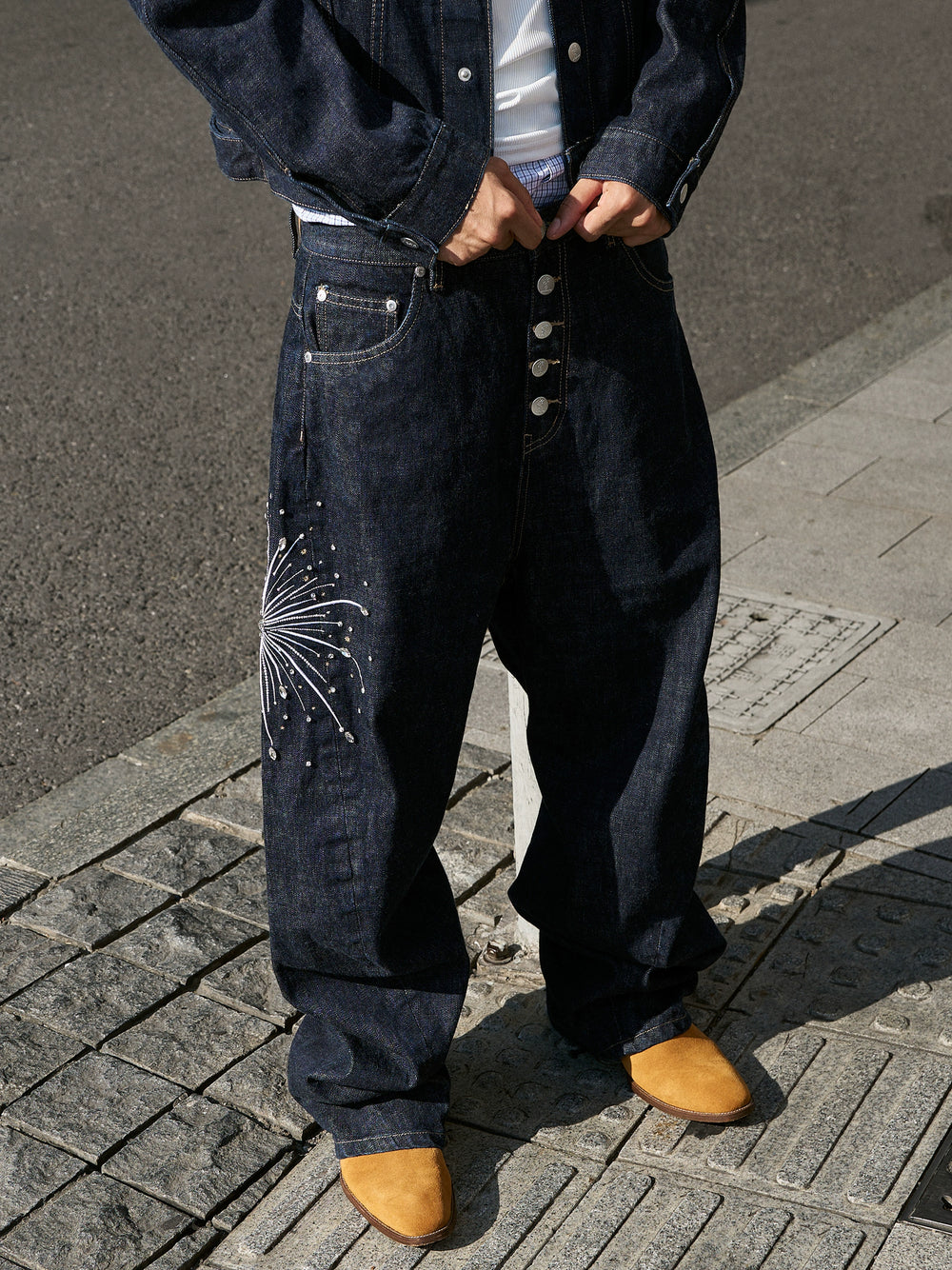 STEEPC Fireworks Rhinestone Denim Jeans | Face 3 Face