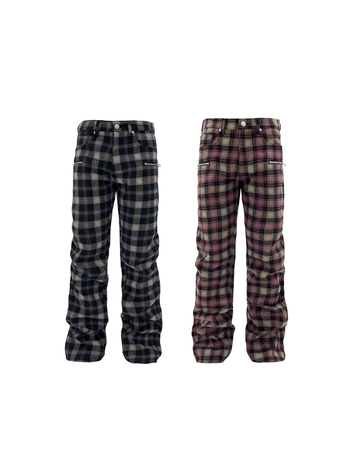 KARMANISTIC Zip Pocket Plaid Pants | Face 3 Face