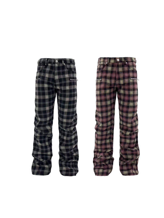 KARMANISTIC Zip Pocket Plaid Pants | Face 3 Face