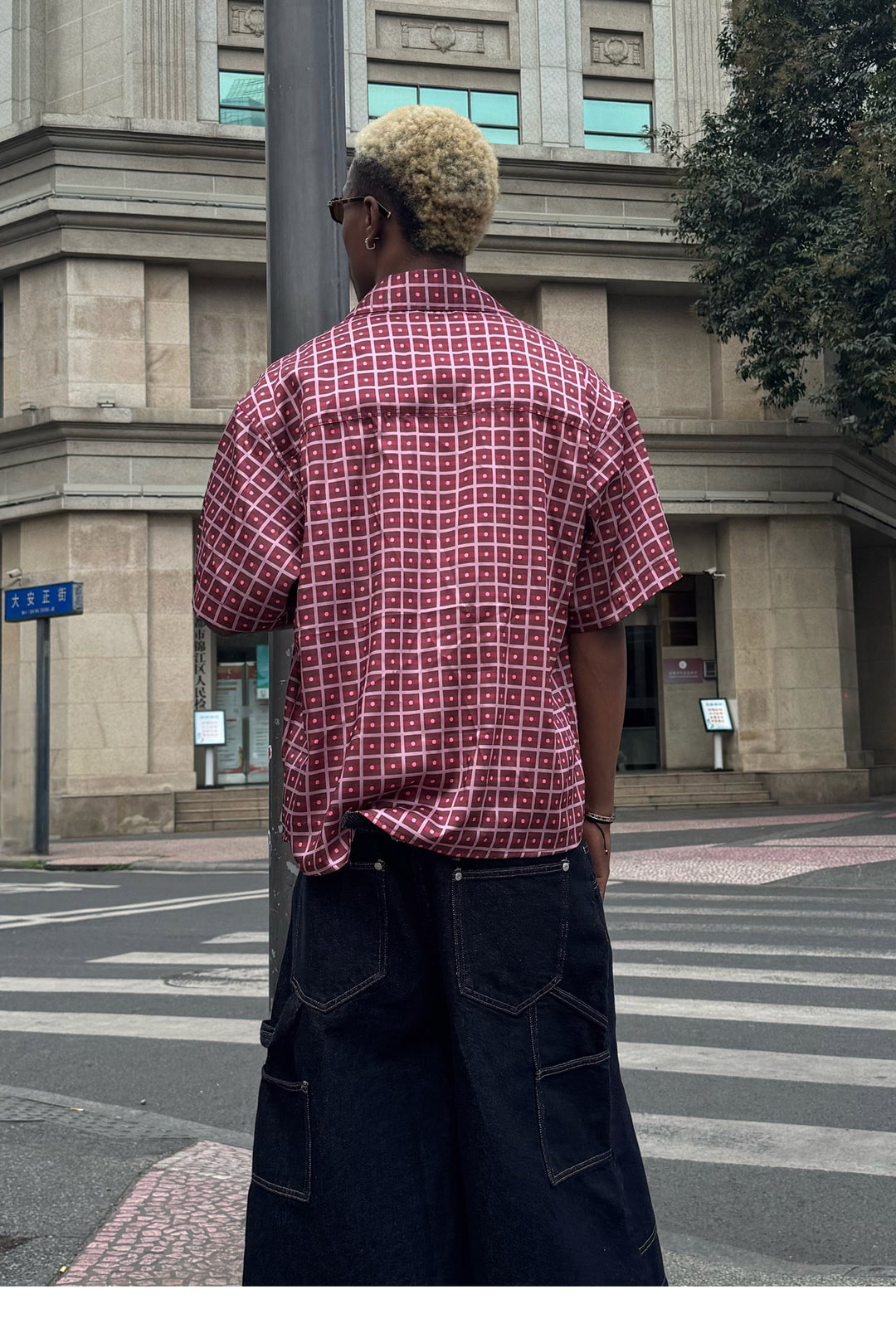 STEEPC Plaid Boxy Wide Short Sleeve Shirt | Face 3 Face