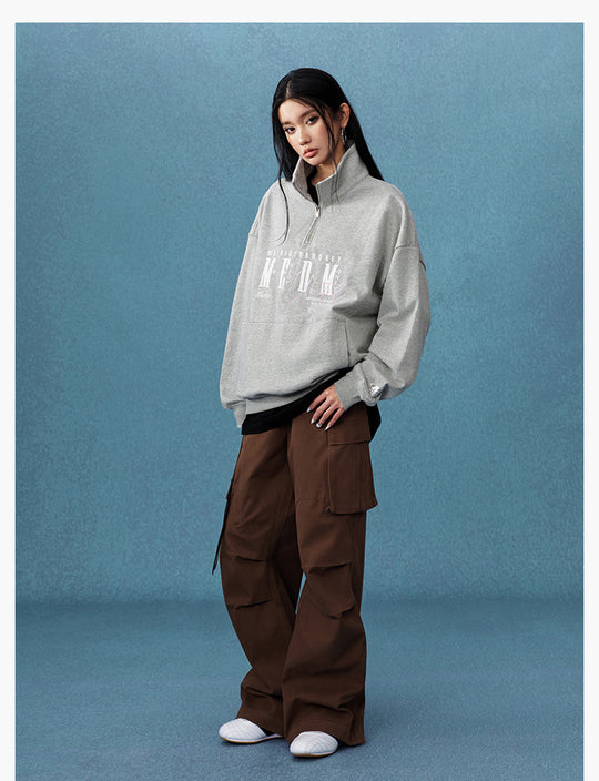 MEDM Half-Zip Logo Embroidered Sweatshirt | Face 3 Face