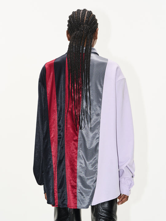 BLIND NO PLAN Colorblocked Patchwork Long Sleeve Shirt | Face 3 Face