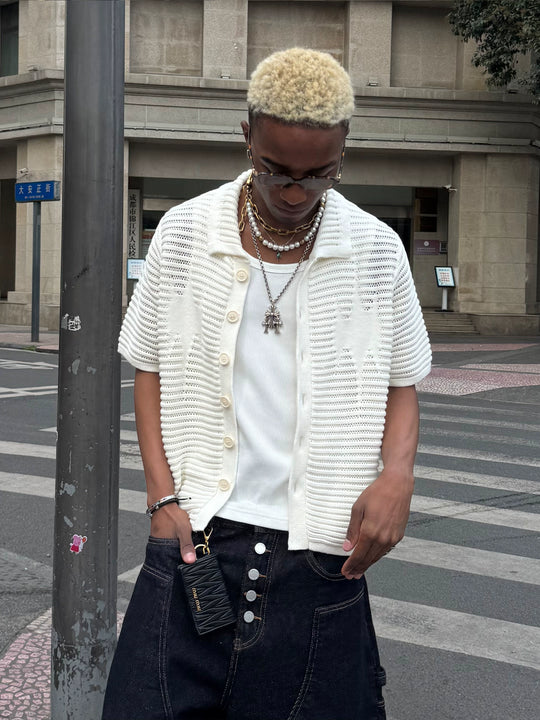 STEEPC Jacquard Short Sleeve Knit Shirt | Face 3 Face