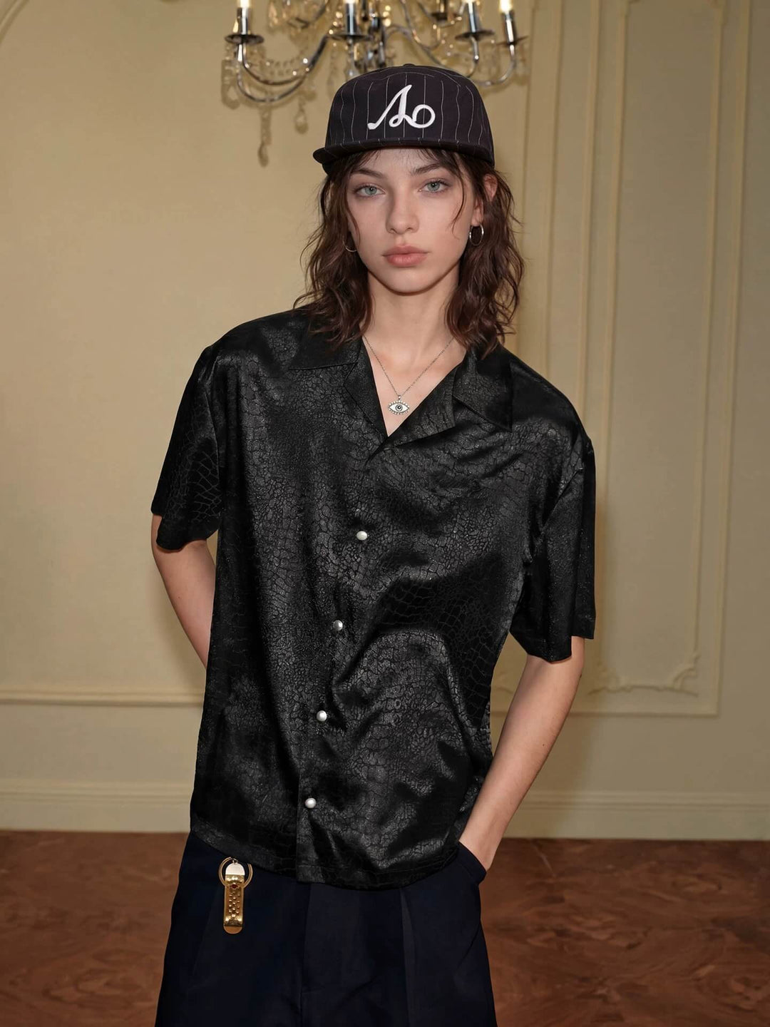 YADcrew Python Pattern Satin Short Sleeve Shirt | Face 3 Face