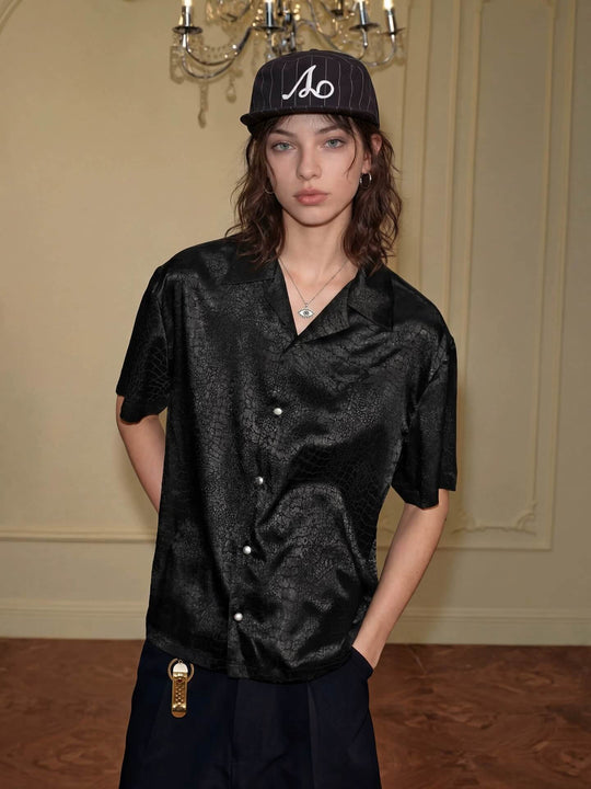 YADcrew Python Pattern Satin Short Sleeve Shirt | Face 3 Face