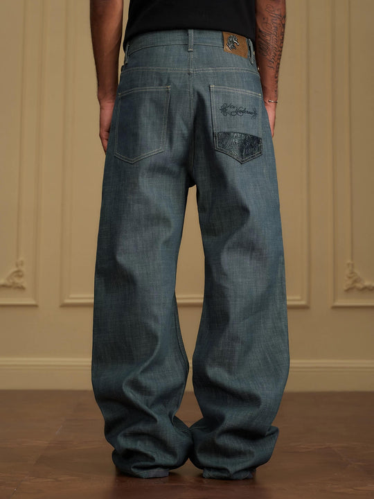 YADcrew Fold Over Leather Patch Pocket Jeans | Face 3 Face