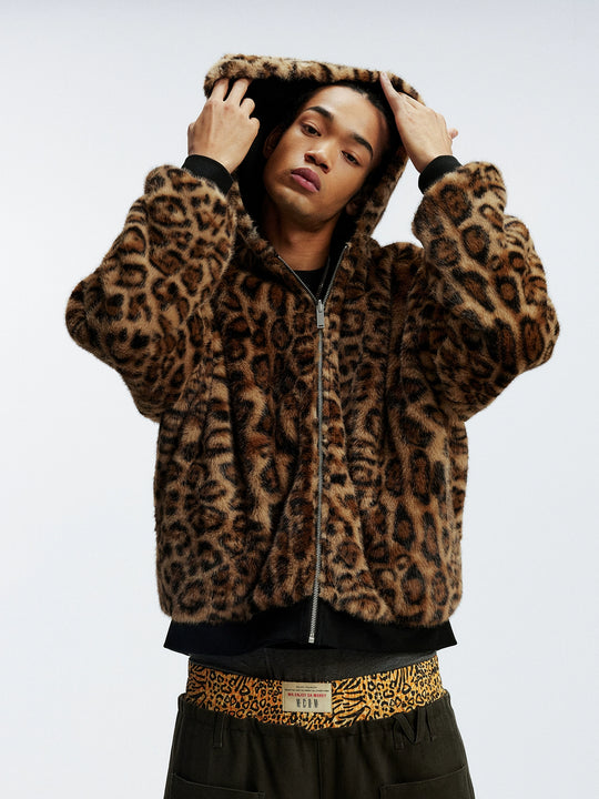 MEDM Reversible Leopard Fur Hooded Jacket | Face 3 Face
