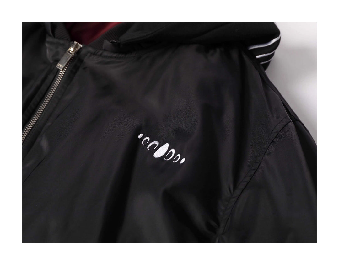 KARMANISTIC Embroidered Hooded Puffer Bomber Jacket | Face 3 Face