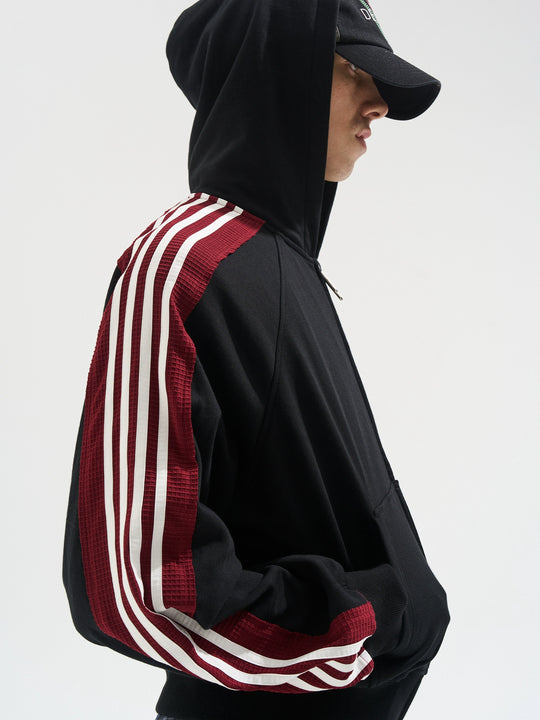 BLIND NO PLAN Striped Hooded Zip Up Sweatshirt Jacket | Face 3 Face