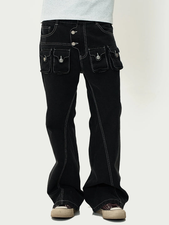 EVILKNIGHT(EK) Multi Pocket Button Fly Canvas Pants | Face 3 Face