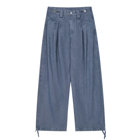 MEDM 3D Star Logo Embroidered Pleat Curved Baggy Pants | Face 3 Face