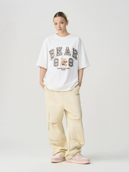 Harsh and Cruel Plaid Print Teddy Bear Tee