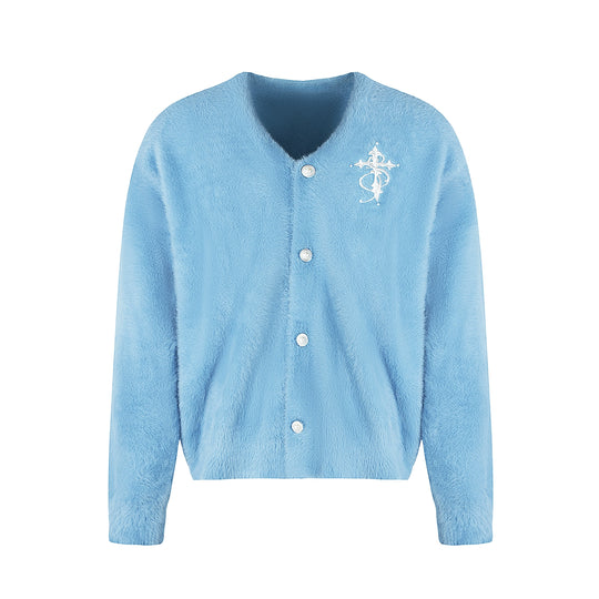 Small Town Kid Imitation Mink Pearl Button Knit Cardigan | Face 3 Face