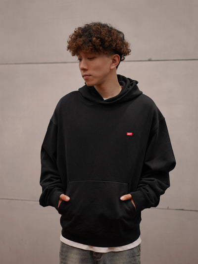 1807 One Point Box Logo Embroidery Hoodie | Face 3 Face