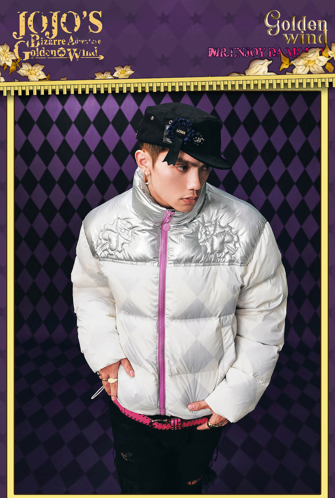 MEDM × JOJO Color Block Diamond Plaid Down Jacket | Face 3 Face