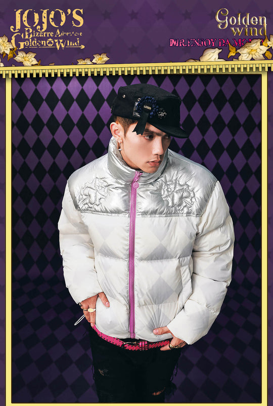 MEDM × JOJO Color Block Diamond Plaid Down Jacket | Face 3 Face