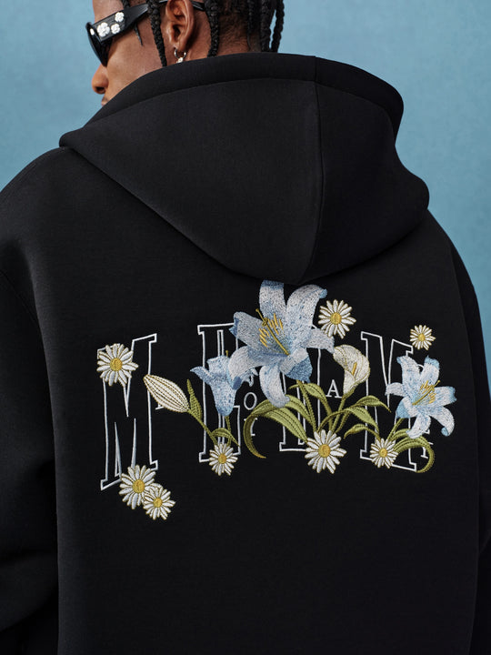 MEDM Floral Embroidery Air Layer Zip-Up Hoodie | Face 3 Face