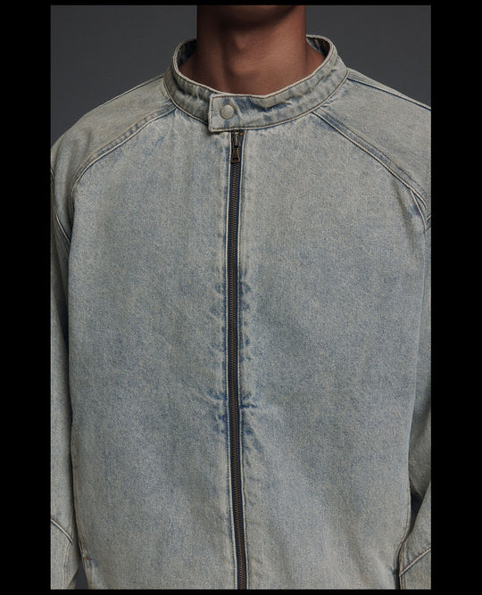 NOVACAM Washed Heavy-Duty Short Work Denim Jacket | Face 3 Face