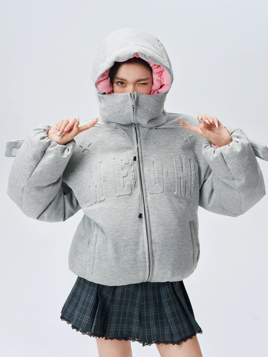 MEDM Embossed Logo Hooded Down Jacket | Face 3 Face